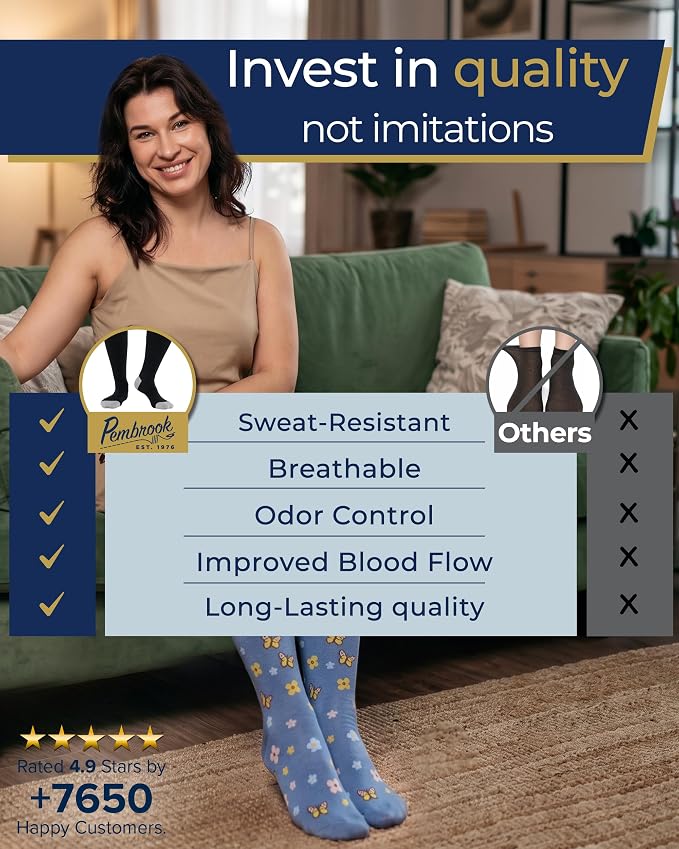 Pembrook 3 Pairs Plus Size Compression Socks Wide Calf - Bamboo Viscose Compression Socks for Women Wide Calf - Image 3
