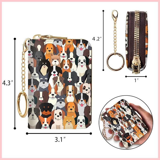 Blusabaca RFID Credit Card Holder Small Women Travel Wallet, Dog Puppy | Removable Keychain, Case with Zipper, Vegan PU Leather, Cash Coin Pocket, Business Accordion Purse, Ladies Female Gift - Image 4