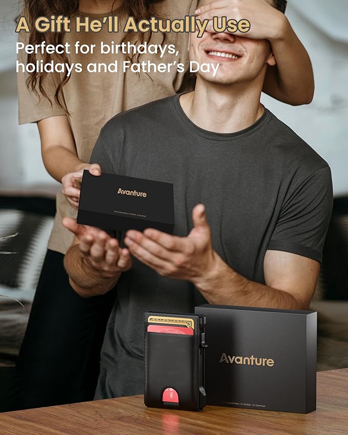 Wallet for Men Card Holder: Pop Up Card Case, Genuine Leather, Smart, RFID Blocking, Slim, Minimalist, Thin, Front Pocket - 12 Card Capacity, ID Window, Money Clip (Black) - Image 8
