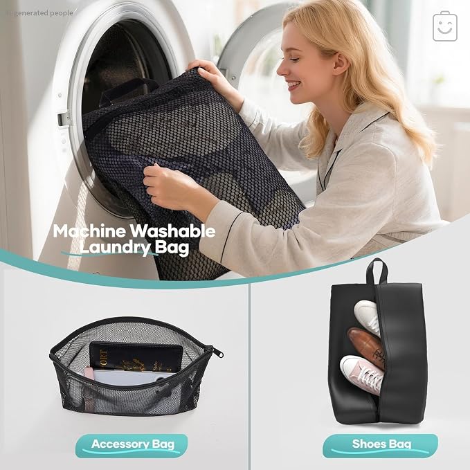 Veken 10 Set Compression Packing Cubes Garment Bags for Travel Essentials,Compressible Expandable Luggage Organizer Bags for Clothing,Space Saver Bags with Over 1000 pcs of Mesh Holes(Black) - Image 6