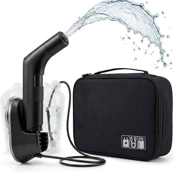 Portable Bidet Sprayer & 5L Water Bag – Rechargeable Travel Bidet, 2-Speed Flow Control, IPX6 Waterproof, 1.2m Hose & USB-C Charging – Perfect for Road Trips, Camping, RV Living & Postpartum Care! by Hollin