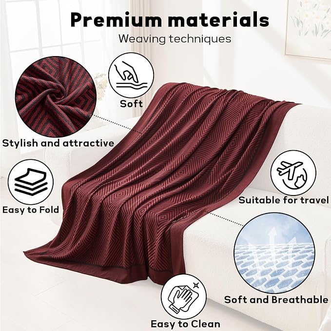 Travel Blanket Airplane - Ultra Soft & Lightweight Knit Design Compact Airplane Blanket,53x72 Inch,Stylish Travel Shawl Wraps for Flights,Office,Home Use,Travel Essentials & Gifts - Image 5