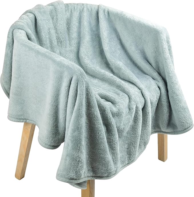 EIUE Comfortable Flannel Fleece Blanket,Ultra Soft Lightweight Portable Travel Blanket for Airplane,Reversible Microfiber Blanket for All Seasons(Grey,40x60) - Image 2