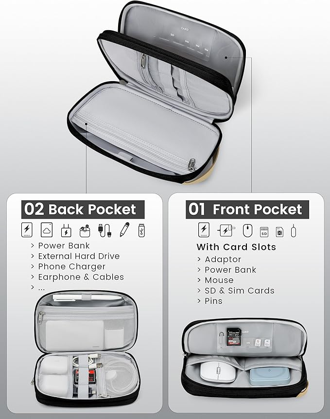 Travelkin Travel Cord Organizer, Cable Organizer For Electronic Accessories | Expandable electronics organizer, charger organizer, travel case, Large Capacity tech pouch for Card,Usbs, travel essentials - Image 4