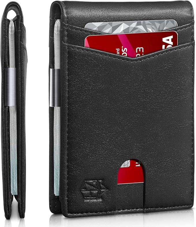 Zitahli Money Clip Wallets for Men,Slim Bifold Wallet 10-12 Cards, Mens Leather Wallet with ID Window,RFID Blocking Thin Minimalist Credit Card Holder,Gifts for Him by Zitahli