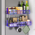 Magnetic Spice Rack for Refrigerator, 2 Pack 100% Metal Strong Magnet Shelf, Space Saving Spice Organizer W/ Hooks, Movable Magnetic Fridge Shelf, Kitchen Home Laundry Storage Organization,Purple Blue by DTUQYX