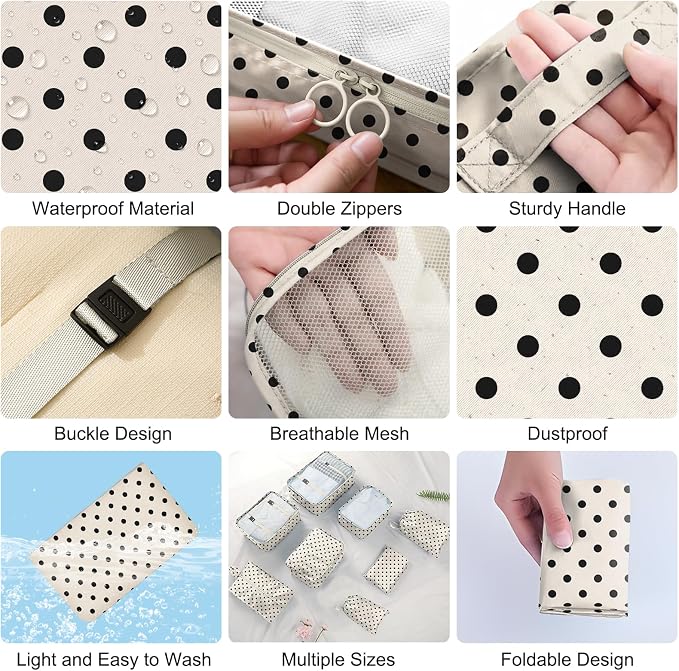 Packing Cubes for Travel - 8 Set Luggage Organizer Bags for Family, Mesh Breathable Packing Cubes for Suitcases Durable Travel Essentials Bags Set - Image 6