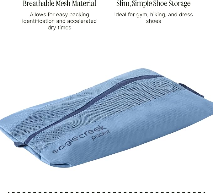 Eagle Creek Pack-It Reveal Shoe Sack, Blue Dawn | Breathable Shoe Storage Sack for Optimizing Luggage Space, Lightweight, Washable, Ventilated, Quick-Drying Material - Image 4