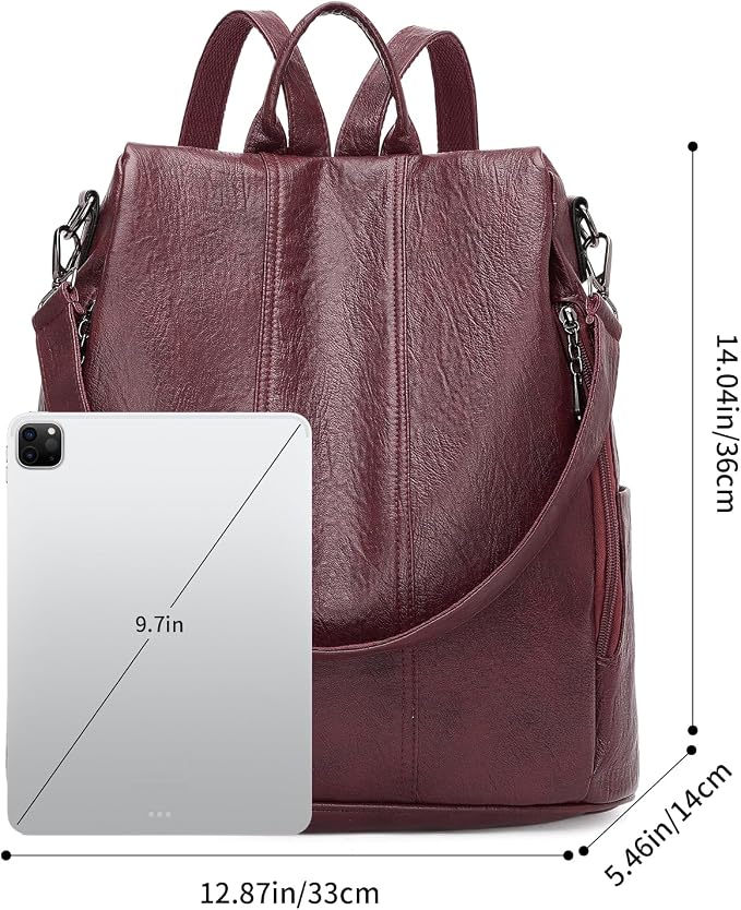 GAEKEAO Women Backpack Purse PU Leather Anti-theft Casual Shoulder Bag Convertible Large Satchel Bags for Travel Casual Work - Image 4