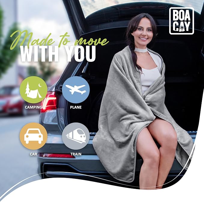 Soft & Warm Travel Blanket for Airplane & Car - Long Flight Essential for Women, Men, Kids - Compact Pillow with Luggage Sleeve & Backpack Clip - Image 8