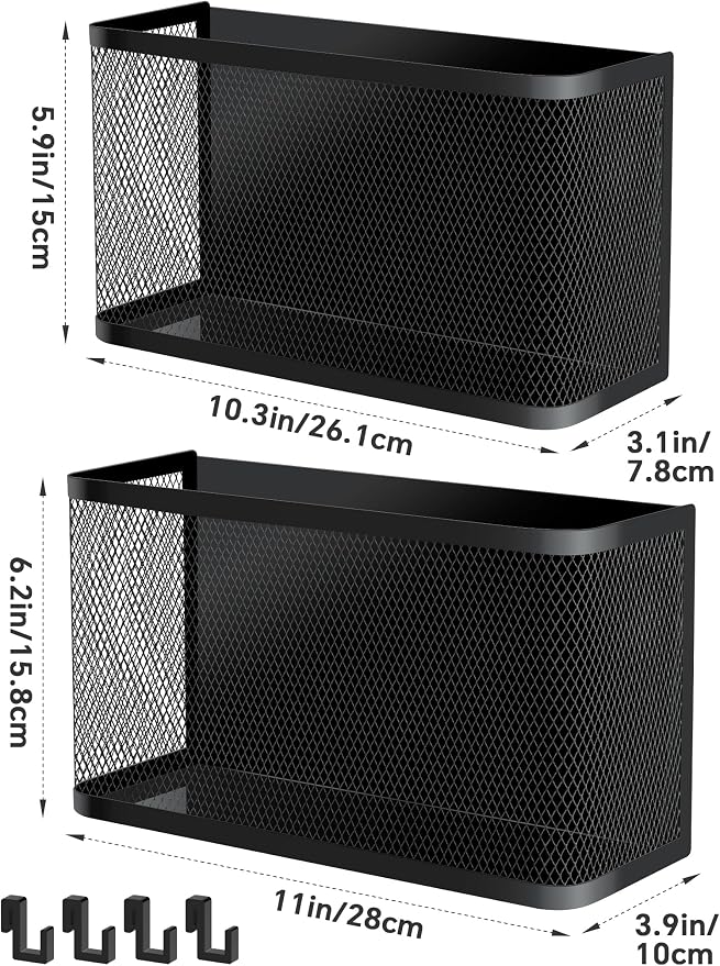 Magnetic Storage Basket Set, 2-Pack Dryer Ball Holder | Medium & Small: Attach to Fridge or Any Metal Surface in Seconds, No Hardware Needed - Image 6