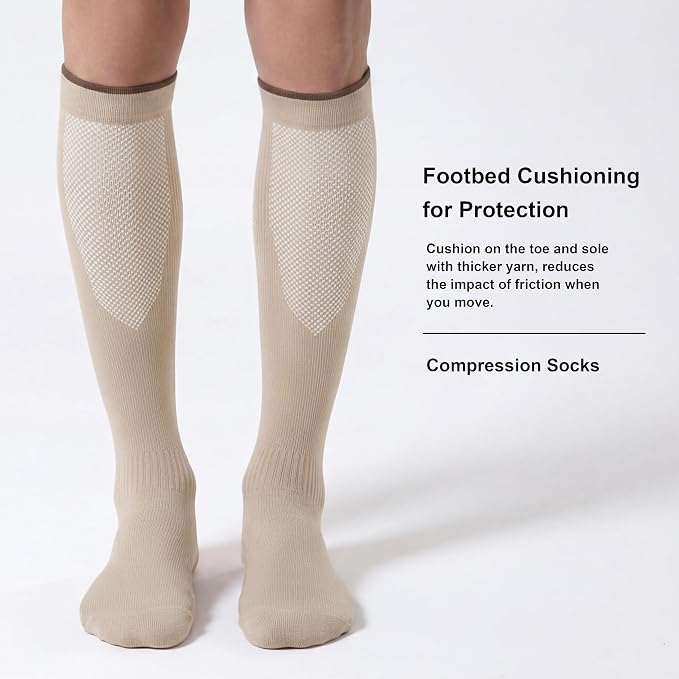 CS CELERSPORT 3/4 Pairs Compression Socks for Men Women Size 6-12 | Knee High Support Socks for Running Nurses Pregnancy Travel Daily Wear - Image 4