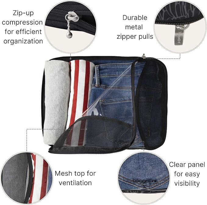 Baggallini Compression Cube 3-piece set - Lightweight Compression Packing Cubes for Travel - Image 3