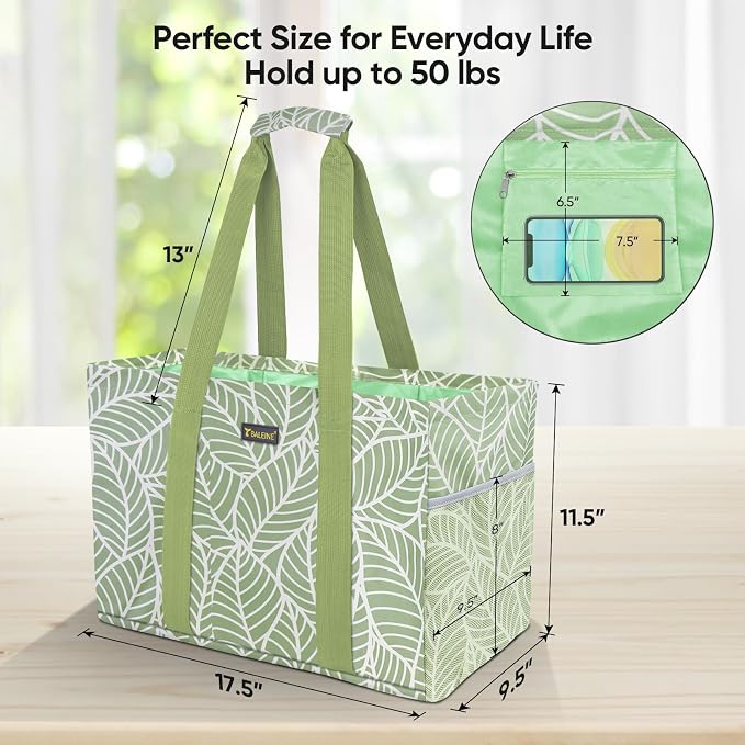 BALEINE Soft 9 Gallon Extra Large Utility Tote, Foldable Reusable Storage Bag (Antique Foliage) - Image 4