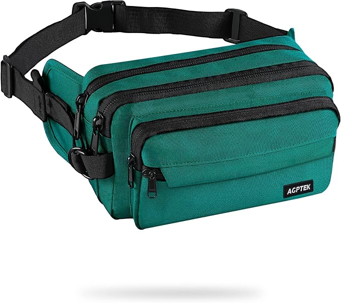 AGPTEK Fanny Pack for Women Men, RFID Large Capacity Waist Wallet Bag, Adjustable & Waterproof Bum Belt Pouch for Travel, Running, Shopping, Hiking, Dog Walking, Cycling, Climbing by AGPTEK