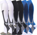6 Pairs Wide Calf Compression Socks for Men Women 20-30 mmHg Knee High | Plus Size, Circulation Support, Graduated Compression, Tired Legs & Swelling Relief; Moisture Wicking, Sports, Travel, Flying by DoubleCouple