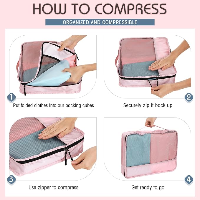 5 Pcs Packing Cubes for Suitcase Large Travel Cubes Carry on Luggage Organizer Bags for Clothes Accessories(L,Morandi) - Image 3