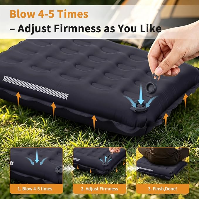 Inflatable Seat Cushion with Adjustable Firmness (Dark Gray) | adjustable firmness, lightweight, waterproof, non-slip. For stadium, office, camping, car & long flights - Image 4