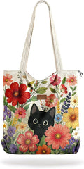 Aesthetic Corduroy Tote Bag with Zipper for Women | Reusable, Fits 14 Inch Laptop, Inner Pocket, double-sided print, Lightweight by VelvetHue