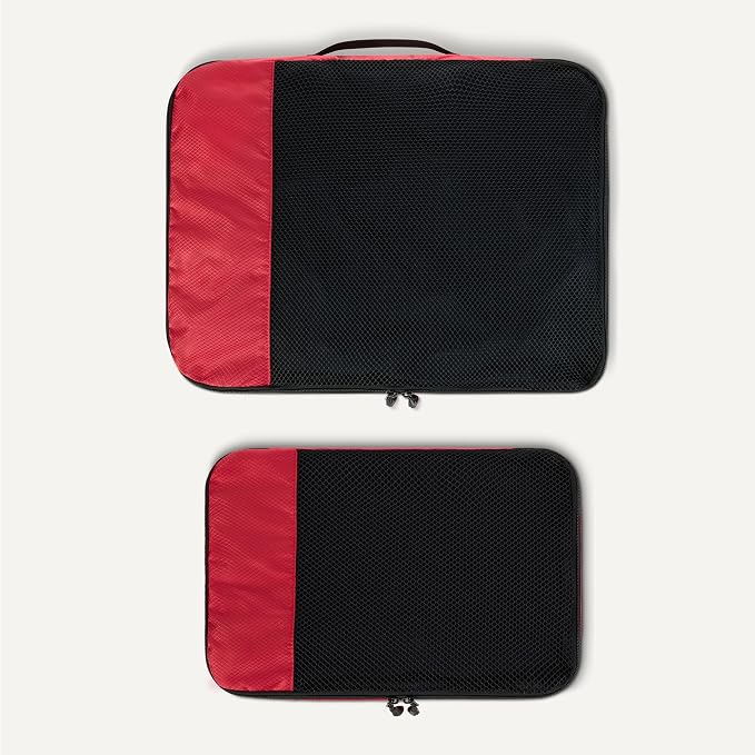 Amazon Essentials 4-Piece Packing Cubes Travel Accessories Set, Luggage Organizer with Double Zipper, Mesh Top, Space-Saving, 2 Medium/2 Large, Red (Previously Amazon Basics) - Image 5