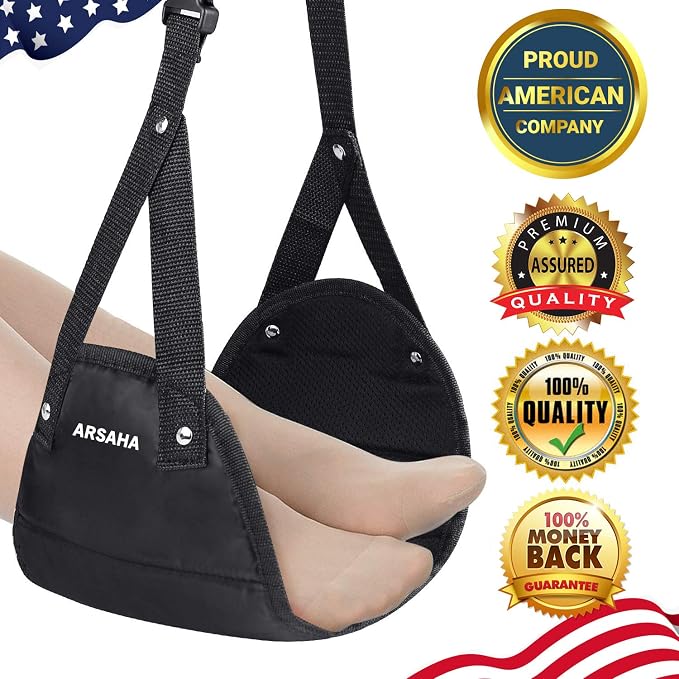 Airplane Footrest - Foot rest for Airplane Travel Essentials , Portable Foot Hammock Under Desk for Train Bus Flight Office foot hammock airplane with Memory Foam-Reduces Swelling - Image 6
