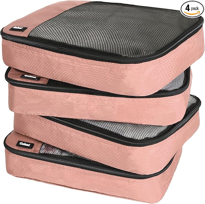 Packing Cubes for Travel Essentials,4 Set Packing Cubes for Suitcases,Lightweight Mesh Luggage Organizer Bag,Meat pink by GoloniYourStyleYourRule