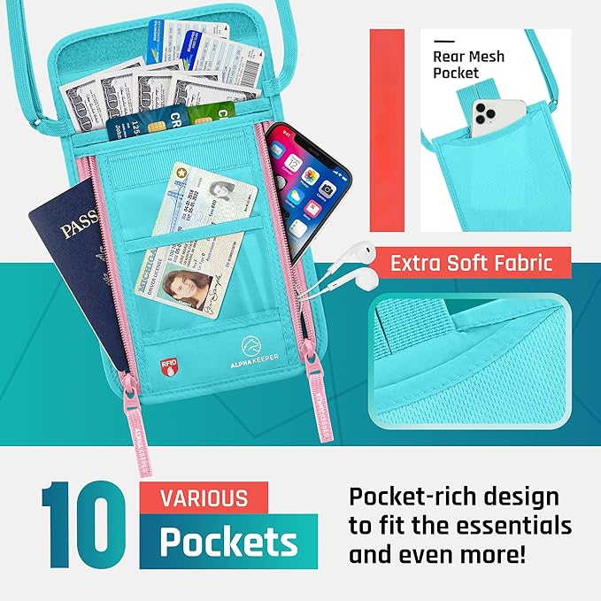Neck Wallet, Travel Pouch For Passport Holder And Documents, Travel Neck Wallet For Traveling Women - Image 6