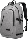 Large Travel Laptop Backpack Water Resistant Anti-Theft 17inch Laptop Bag with USB Charging Port and Lock,Big Business Backpack for Men and Women, Durable Big Capacity Heavy Duty Computer Bag,Grey by WENIG+