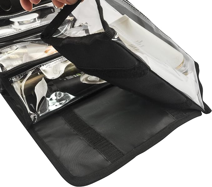Large Capacity Hanging Eco Polyester Travel Toiletry Bag Makeup Cosmetic Bag 4-in-1 Roll-Up Make Up Storage Organizer With 4 detachable Removable Zipper Clear TPU Pouches & Hook - Image 5