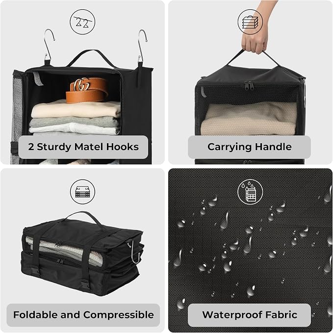 GRANNY SAYS Hanging Packing Cubes for Travel, Large Luggage Bags, Black | Portable Suitcase Organizer, Travel Packing Organizers, Compression Luggage Bags for Clothes, Carry on Closet Suitcase - Image 5