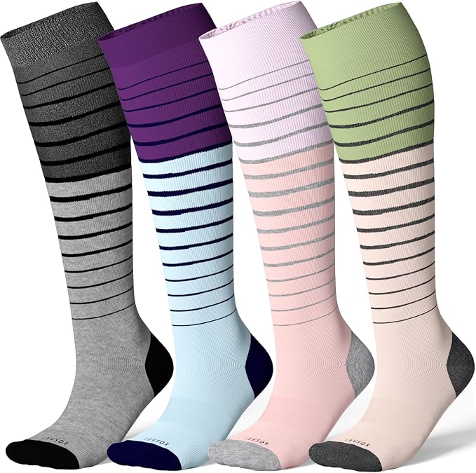 LEVSOX Viscose Made from Bamboo Compression Socks for Pregnant Women 20-30 mmHg Knee High Cute Mens Supports Socks for Travel by Levsox