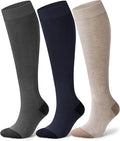 Compression Socks for Women 15-20 mmHg, Viscose from Bamboo, 3-Pair Knee High for Flying, Work & All-Day Comfort by SAIWEYNEE