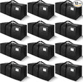 SWEET DOLPHIN 12 Pack 200LB Heavy-Duty Moving Bags with Wrap-Around Handles, Extra Large Storage Totes for Space Saving, Clothes Storage Bags, College Dorm Essentials, Black, 24 Gal by SWEET+DOLPHIN