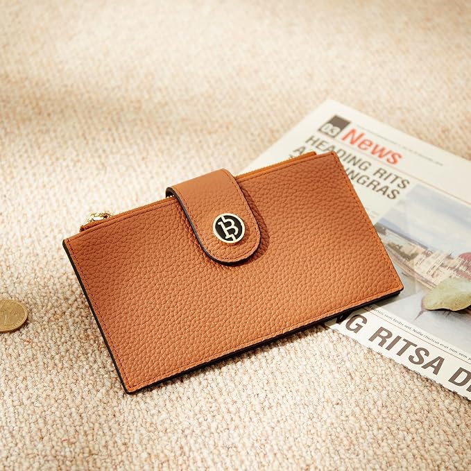 BOSTANTEN Leather Womens Wallet Large RFID Blocking Slim Card Holder | 16 Card Slots, 2 Zipper Pockets, Bifold, Long, Fits Most Purses, Organized Everyday Carry, Ladies Gifts, Brown - Image 7