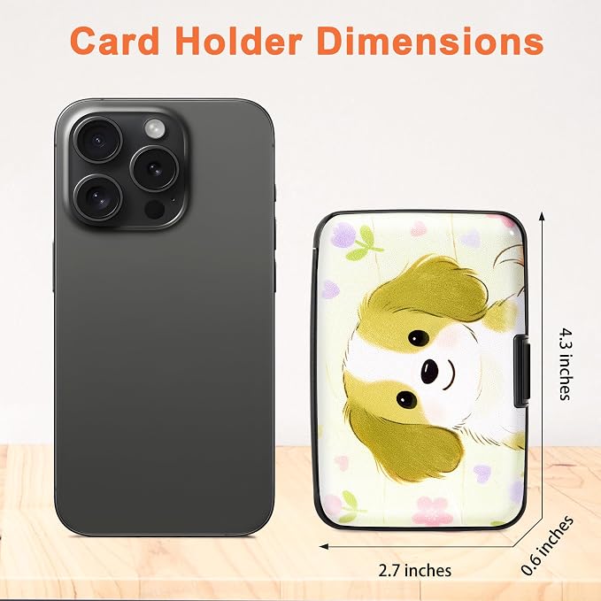 Mayski Credit Card Holder for Women RFID Blocking Wallet, Dog | Card Wallets for Women Small Mini Business Metal Accordion Aluminum Alloy Hard Case for Men - Image 5