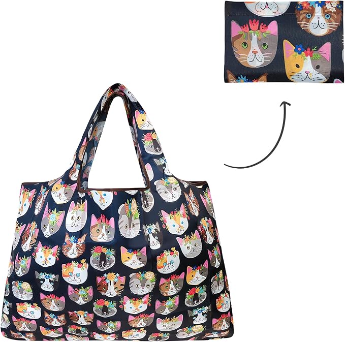 allydrew Large Foldable Tote Nylon Reusable Grocery Bags - Image 5