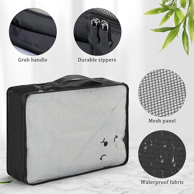 Tudomro 12 Pcs Large Packing Cubes Luggage Organizers for Suitcase Mesh Travel Organizer Bags Travel Packing Organizers for Traveling Camping Hiking - Image 3