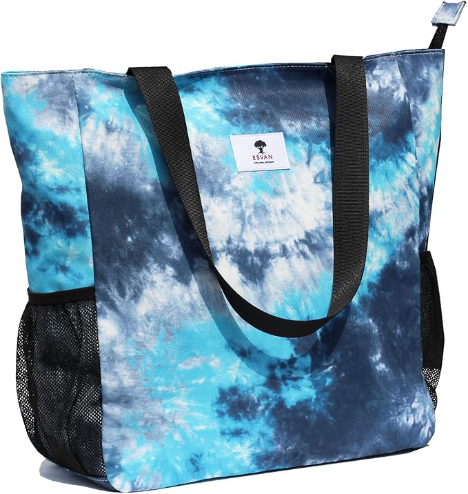 ESVAN Original Floral Water Resistant Large Tote Bag Shoulder Bag for Gym Beach Travel Daily Bags Upgraded by ESVAN