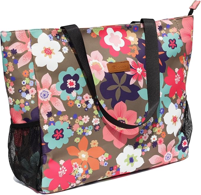ESVAN LARGE BEACH BAG Water Resistant Lightweight 20 inch Women Oversize Tote Bag for Gym Beach Travel Pool Yoga Nurse - Image 2