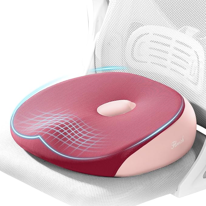 Seat Cushion, Memory Foam Cushion for Office Chair, Ergonomic Office Seat Chair Cushion for Relieving Sciatica, Soft & Breathable Car Seat Cushion - Pink by FLORICH