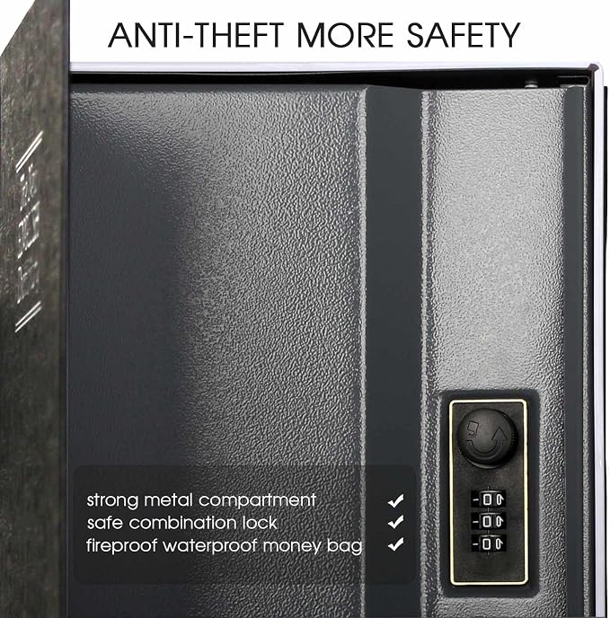 Diversion Book Safe with 4200°F Fireproof Money Bag and Combination Lock, 10.5" x 7.9" x 2.5" Fake Book Hidden Storage Safe, Hollow Secret Portable Metal Storage Box for Cash, Valuables - Black - Image 4