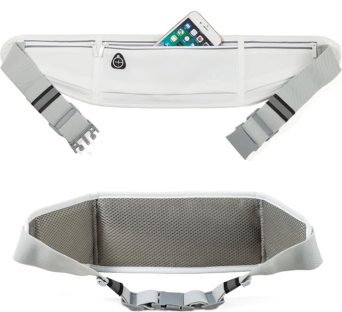 Slim Running Belt Fanny Pack, Phone Holder Waist Pack Money Belt - White - Image 4