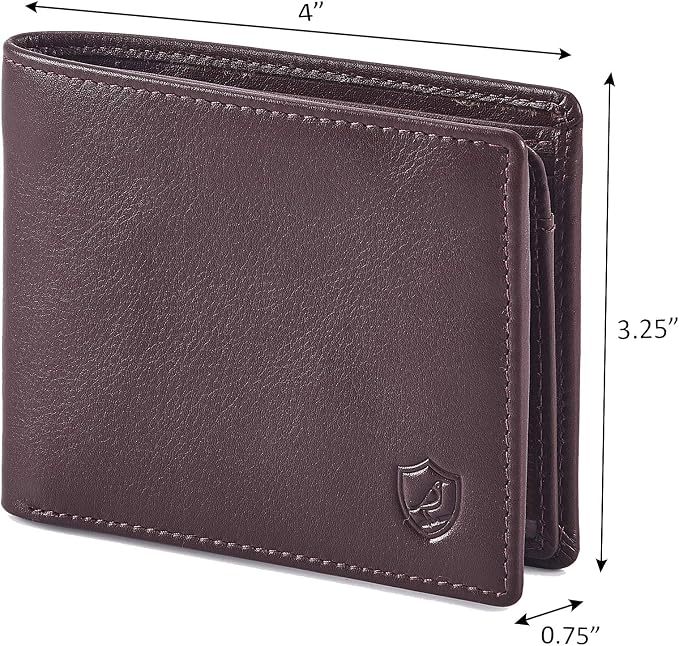 Wallet for Men Slim RFID Blocking Leather Bifold Minimalist 2 ID Windows Gift Box Carteras Para Hombres (NAPA, CHOCOLATE) - Image 3