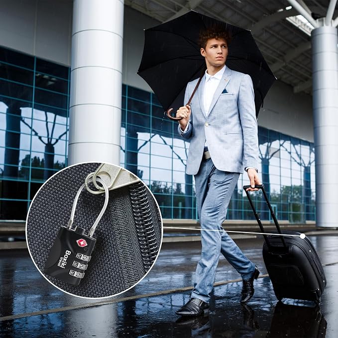 TSA Approved Cable Luggage Locks 2 Pack, 3-Dial Combination Travel Lock Set with Flexible Steel Cable for Suitcases, Backpacks, Carry On Bags, Duffels, Zippers & Cabin Baggage, Small Keyless Padlocks - Image 3
