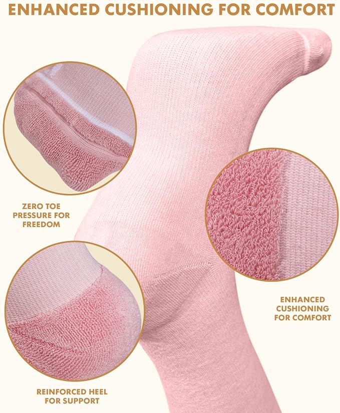 Thick Soft Cotton Compression Socks | 2 Pairs 15-20mmHg Cushioned Soft Breathable Comfortable Knee High Compression Socks for Women Men, Pregnancy Travel Nurse - Image 4