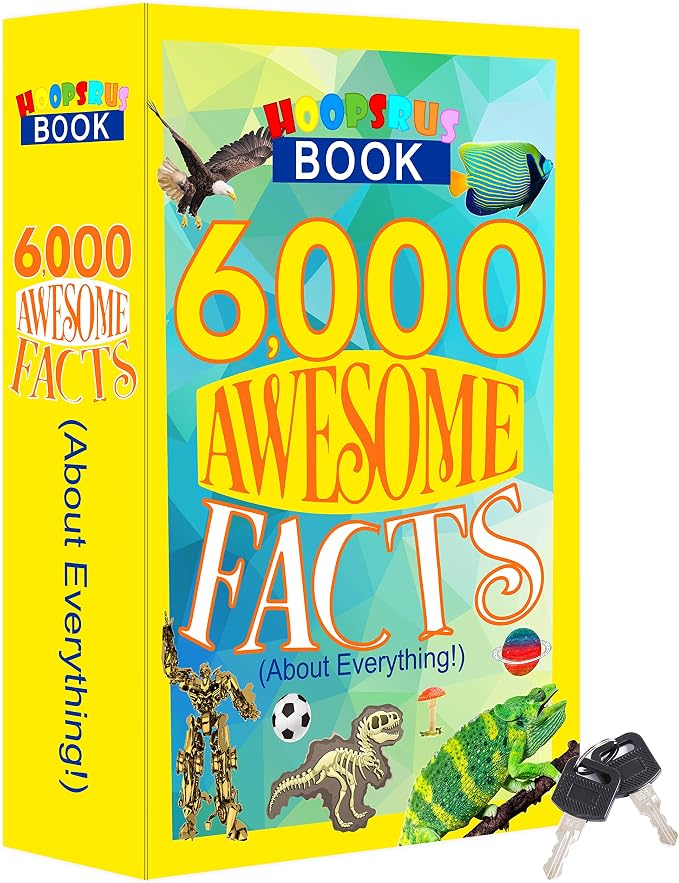 6000 Awesome Facts Book Safe Lock Box with Key, Decorative Hidden Book Safe with 2 Keys, Diversion Safe Box Secret Compartment Items for Cash and Family Security, 9.3" x 6.0" x 2.3" by Ulixu