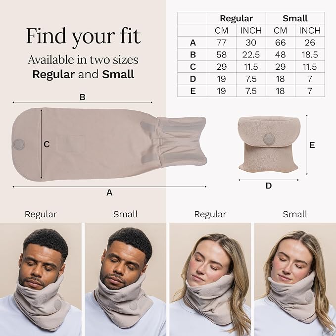 Trtl Travel Pillow Original 2.0 – Scientifically Proven Super Soft Travel Pillow with Premium Head & Neck Support – for Airplane Travel – Machine Washable – Lightweight & Compact - Sand Beige – Small - Image 7