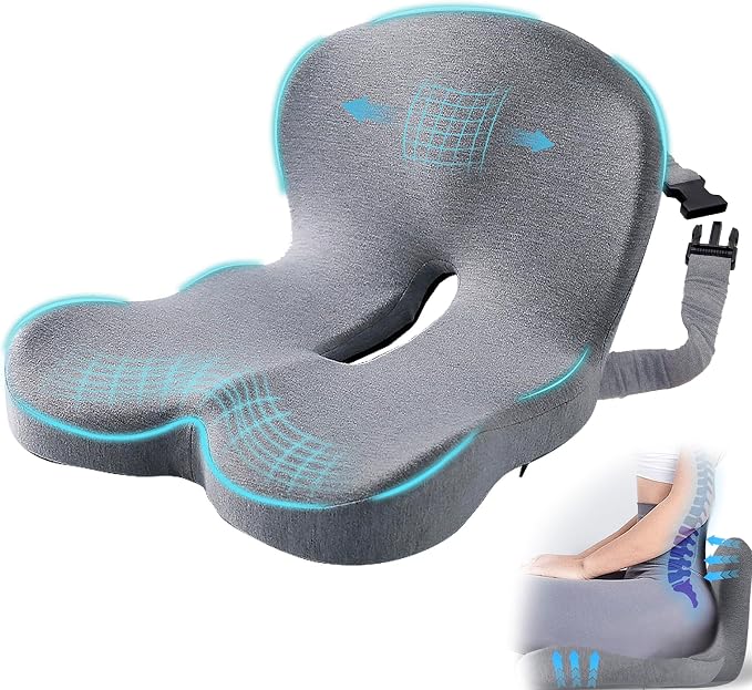 Seat Cushion with Lumbar Support Pillow, Back and Seat Cushion for Office | Ergonomic L-Shaped Car Seat Cushion for Cars, Wheelchairs, Truck Seat Cushion for Sciatica & Lower Back Pain Relief by MosxoedEnjoyLife