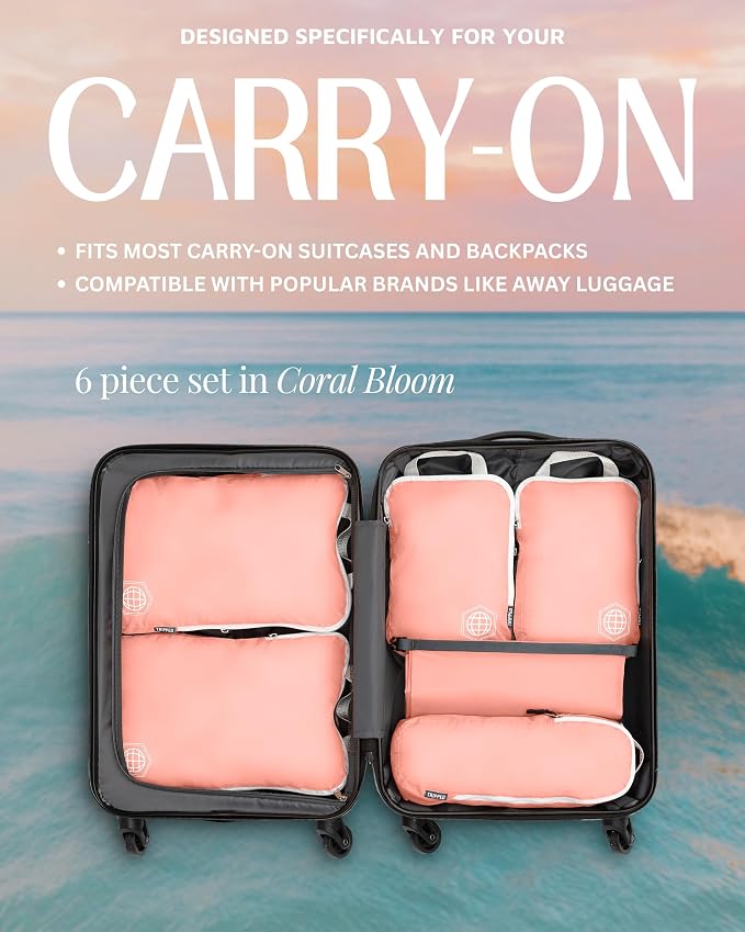 TRIPPED Travel Gear Compression Packing Cubes for Carry-On Travel 6-Pack | Ultralight Ripstop Packing Cubes with Compression Zippers for Organized Carry-On Luggage, Backpack, and Travel Packing - Image 8