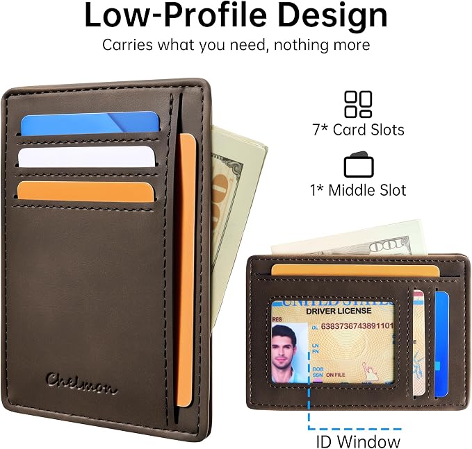 Chelmon Slim Wallet for Men, Minimalist Front Pocket RFID Blocking Credit Card Holder - Image 2